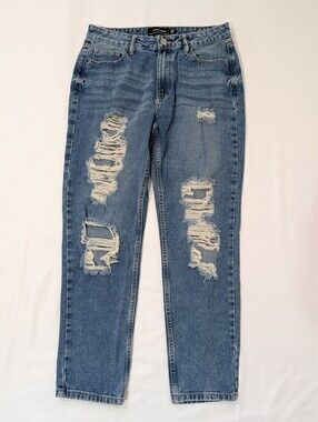 Refuge Denim Distressed Boyfriend Jeans Women's Size 7 Light Wash High Rise